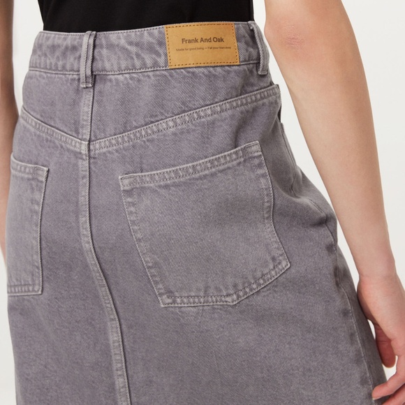 NWT Frank & Oak // The Denim Midi Skirt in Light Grey - Picture 6 of 6